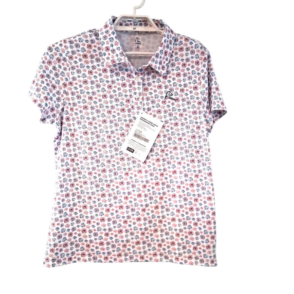 Rhoback nwt polo shirt womens Large performance the firework